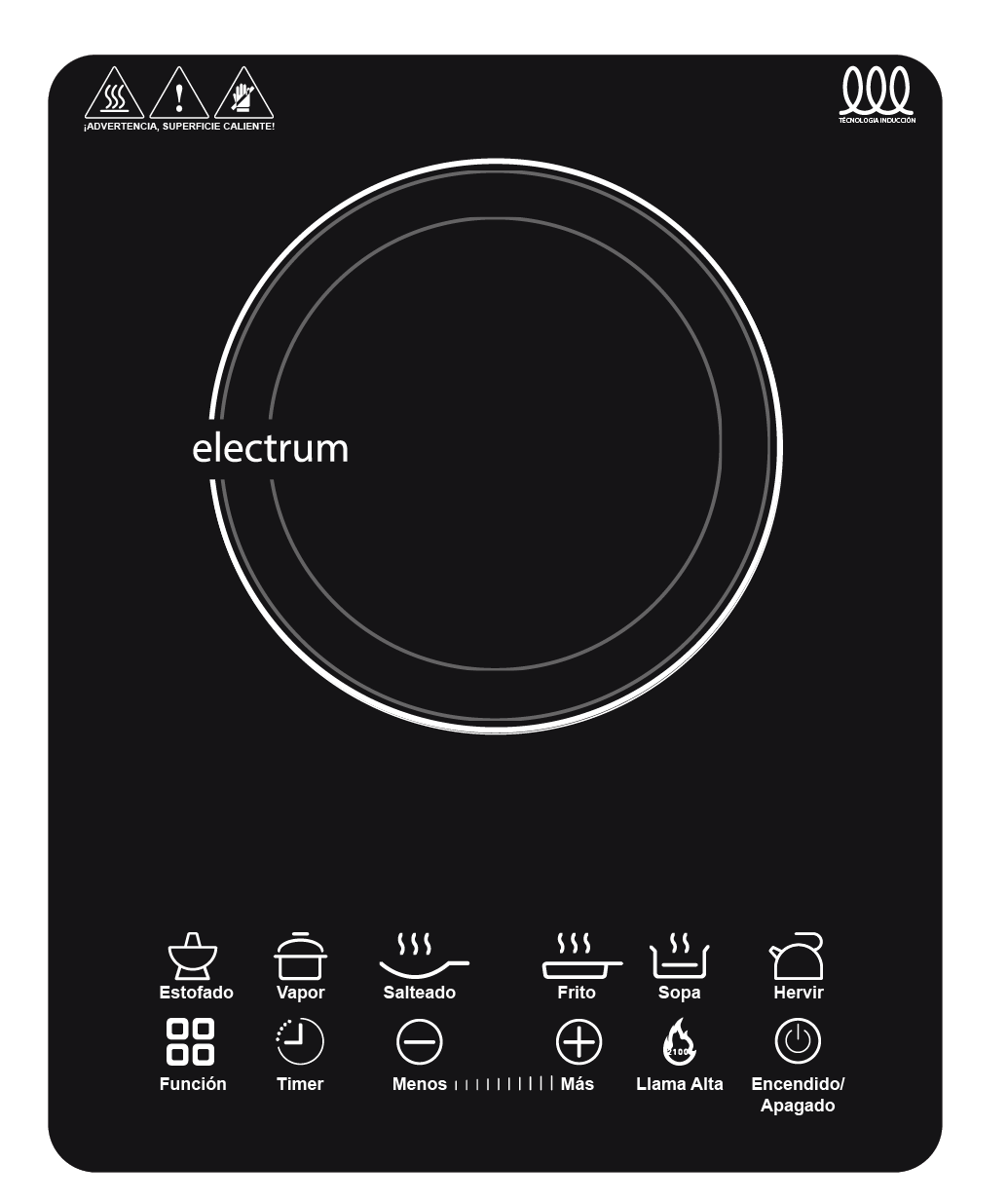 Encimera de inducción eléctrica 1 plato Electrum